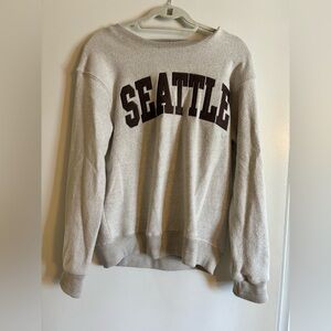 New York Popular SEATTLE Pullover Sweater Oatmeal & Brown Size Small